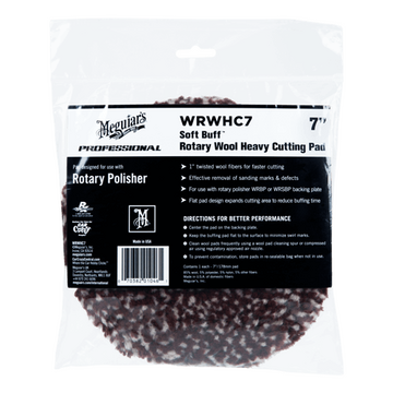 Роторний полірувальний круг вовняний з мікрофіброю Meguiar's WRWHC7 Rotary Wool Heavy Cutting Pad, 17.8 cм