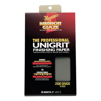 Водостійкий абразивний папір Meguiar's S2525 Unigrit Finishing Papers P2500, 14 х22.8 см